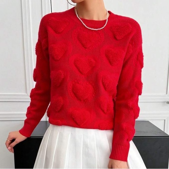 Sweaters - Sweater hearts loose fit trending fashion 2025